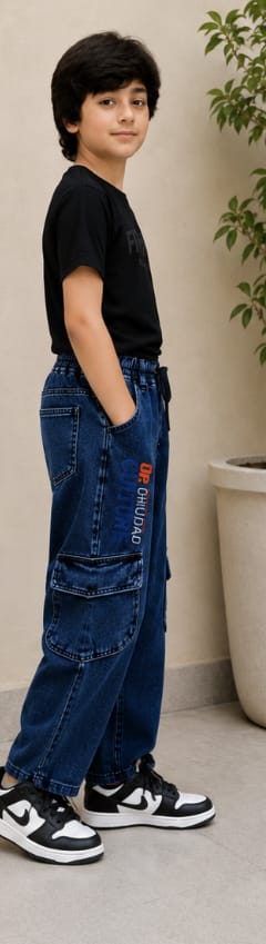 Dark Blue Cargo Baggy Jeans