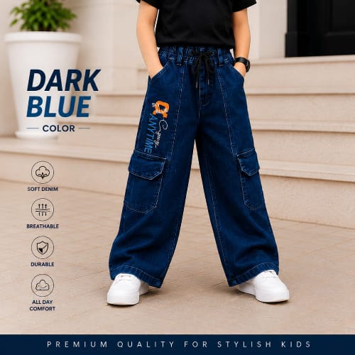 Dark Blue Wide-Leg Jeans