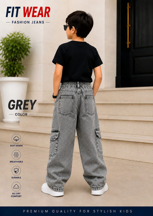 Grey Wide-Leg Jeans