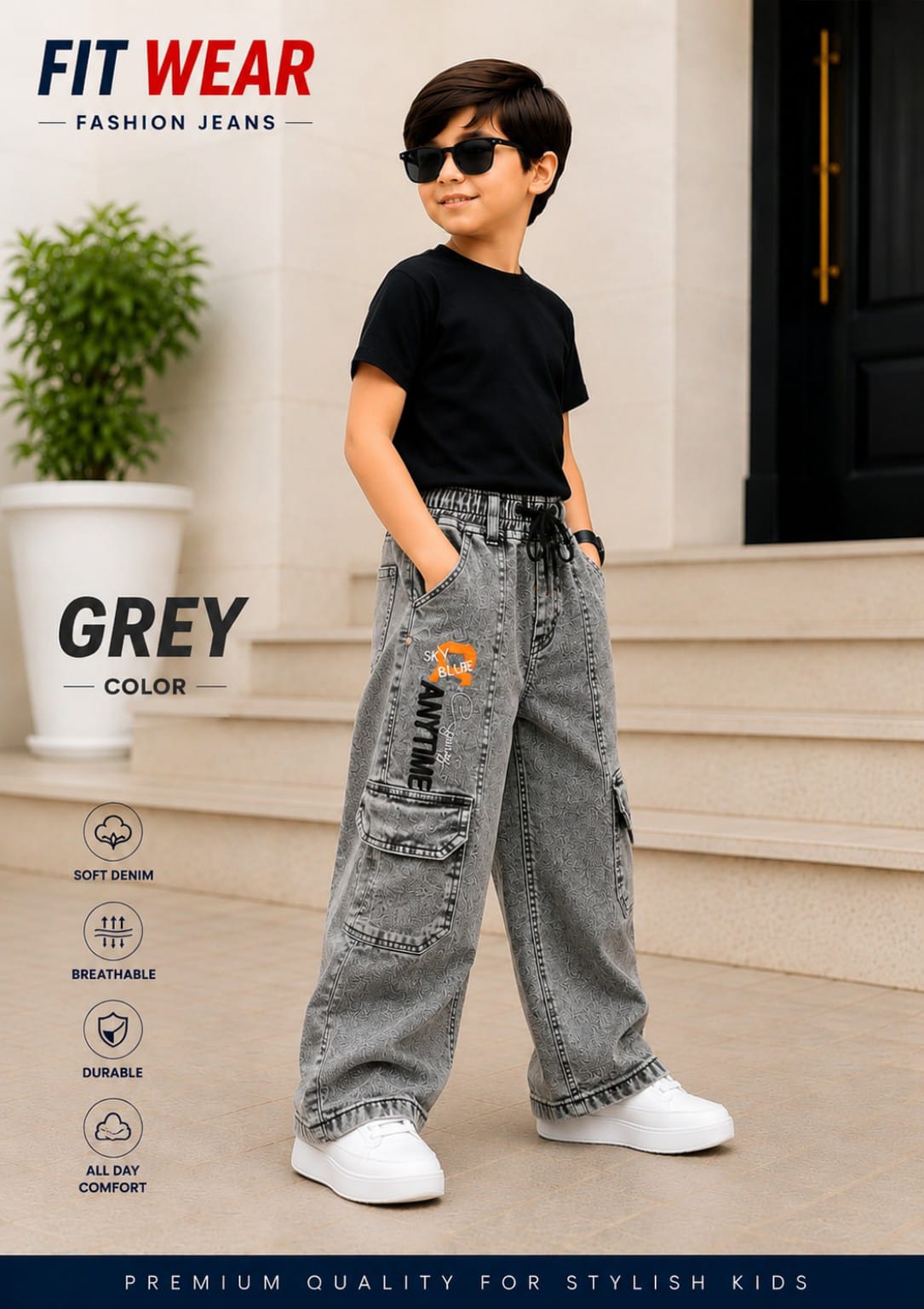 Grey cargo jeans