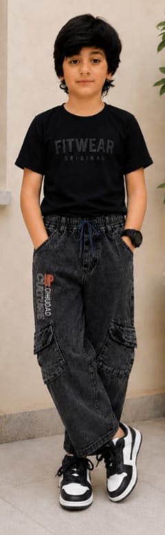 Black Cargo Baggy Jeans
