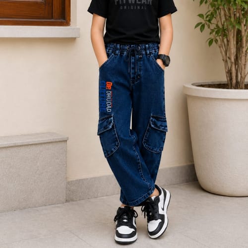 Dark Blue Cargo Baggy Jeans