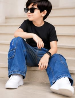 Mid blue Wide-Leg Jeans