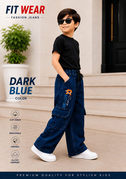 Dark Blue Wide-Leg Jeans