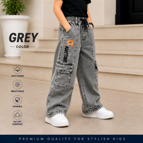 Grey Wide-Leg Jeans